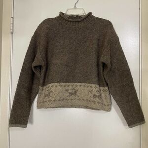 Vintage Obermeyer Wool Knit pullover brown sweater size Medium